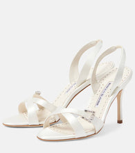 Manolo Blahnik Ramisli embellished satin slingback sandals