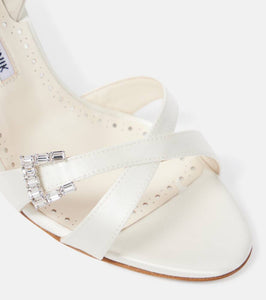 Manolo Blahnik Ramisli embellished satin slingback sandals