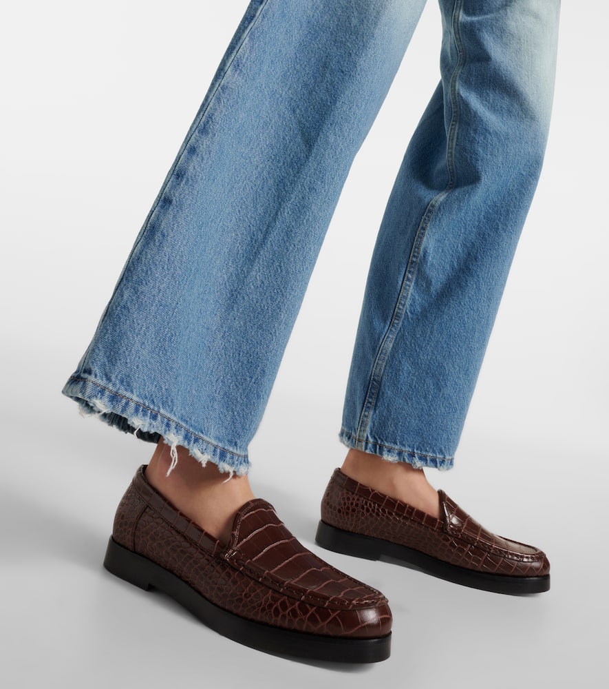 Manolo Blahnik Dinelio croc-effect leather loafers
