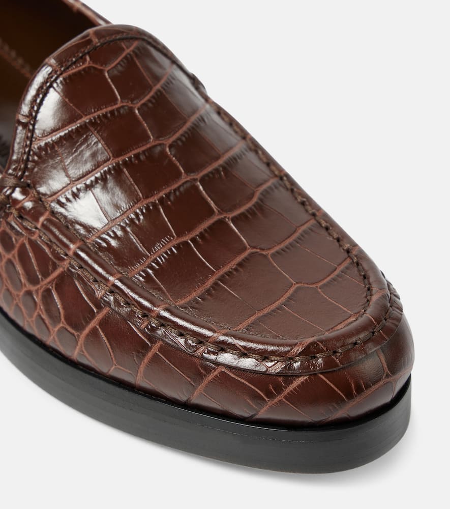 Manolo Blahnik Dinelio croc-effect leather loafers