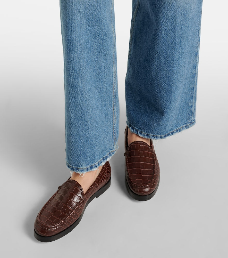 Manolo Blahnik Dinelio croc-effect leather loafers