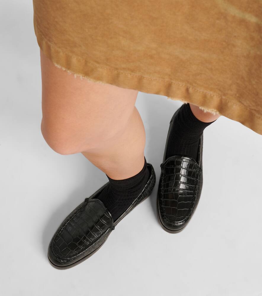 Manolo Blahnik Dinelio croc-effect leather loafers