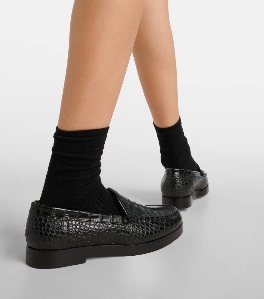 Manolo Blahnik Dinelio croc-effect leather loafers