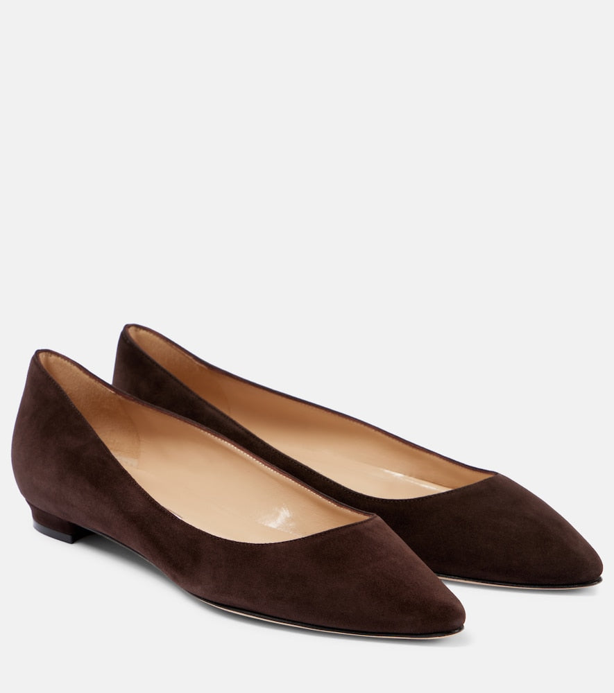 Manolo Blahnik Lanza BB suede ballet flats - Manolo Blahnik Lanza BB 绒面芭蕾平底鞋