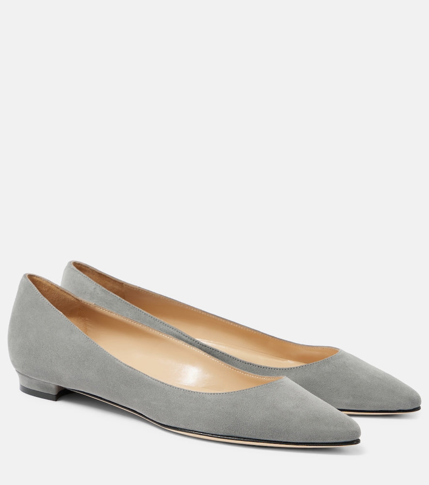 Manolo Blahnik Lanza BB suede ballet flats - Manolo Blahnik Lanza BB 绒面芭蕾平底鞋