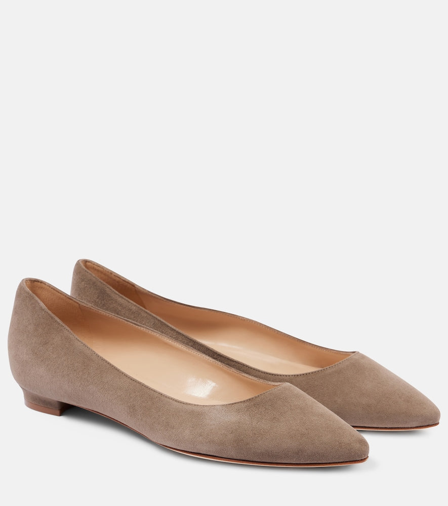 Manolo Blahnik Lanza BB suede ballet flats - Manolo Blahnik Lanza BB 绒面芭蕾平底鞋
