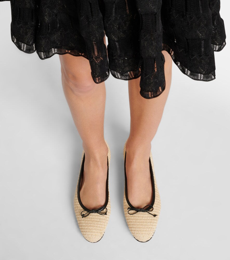 Manolo Blahnik Veralli raffia ballet flats