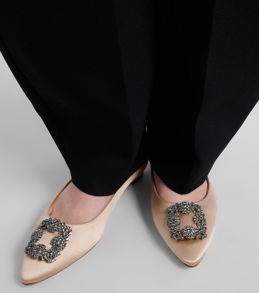 Manolo Blahnik Hangisiflat 70 embellished satin ballet flats