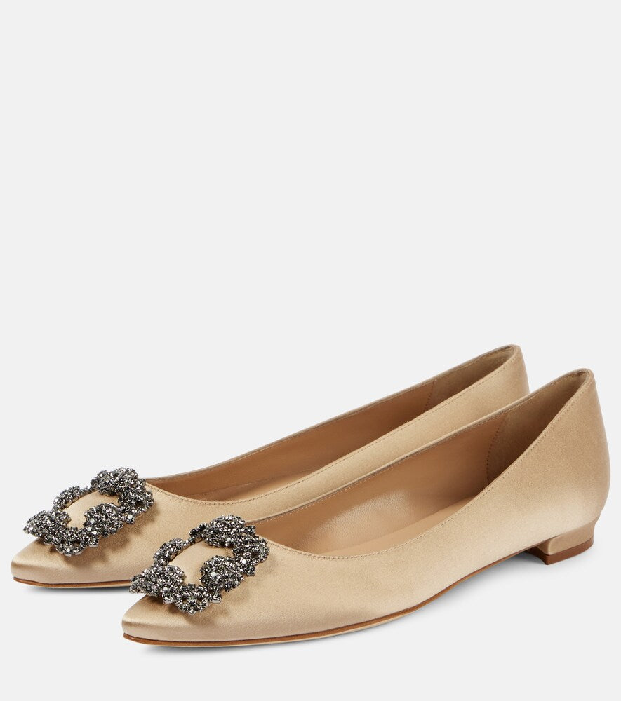 Manolo Blahnik Hangisiflat 70 embellished satin ballet flats
