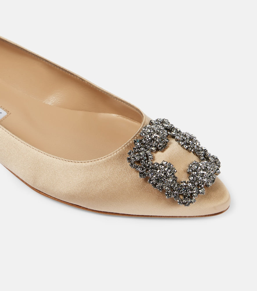 Manolo Blahnik Hangisiflat 70 embellished satin ballet flats