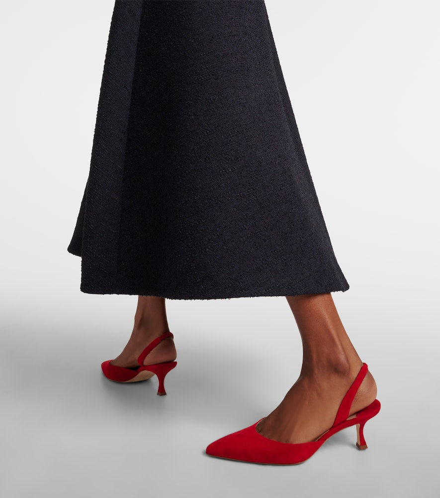 Manolo Blahnik Carolyne Gala Val suede slingback pumps