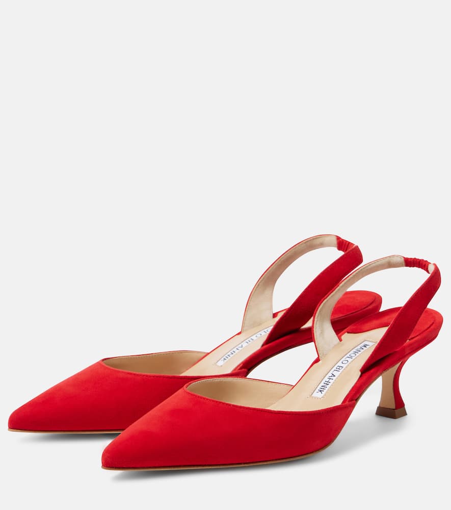 Manolo Blahnik Carolyne Gala Val suede slingback pumps