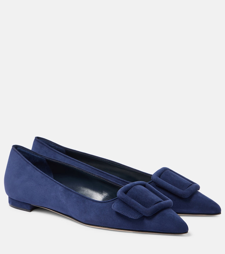 Manolo Blahnik Maysale suede ballet flats - Manolo Blahnik Maysale 绒面芭蕾平底鞋