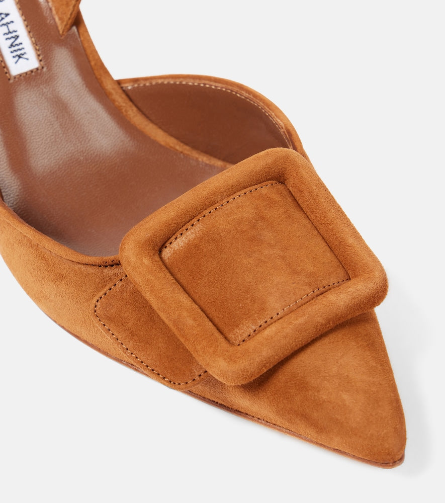 Manolo Blahnik Maysli 70 suede slingback pumps