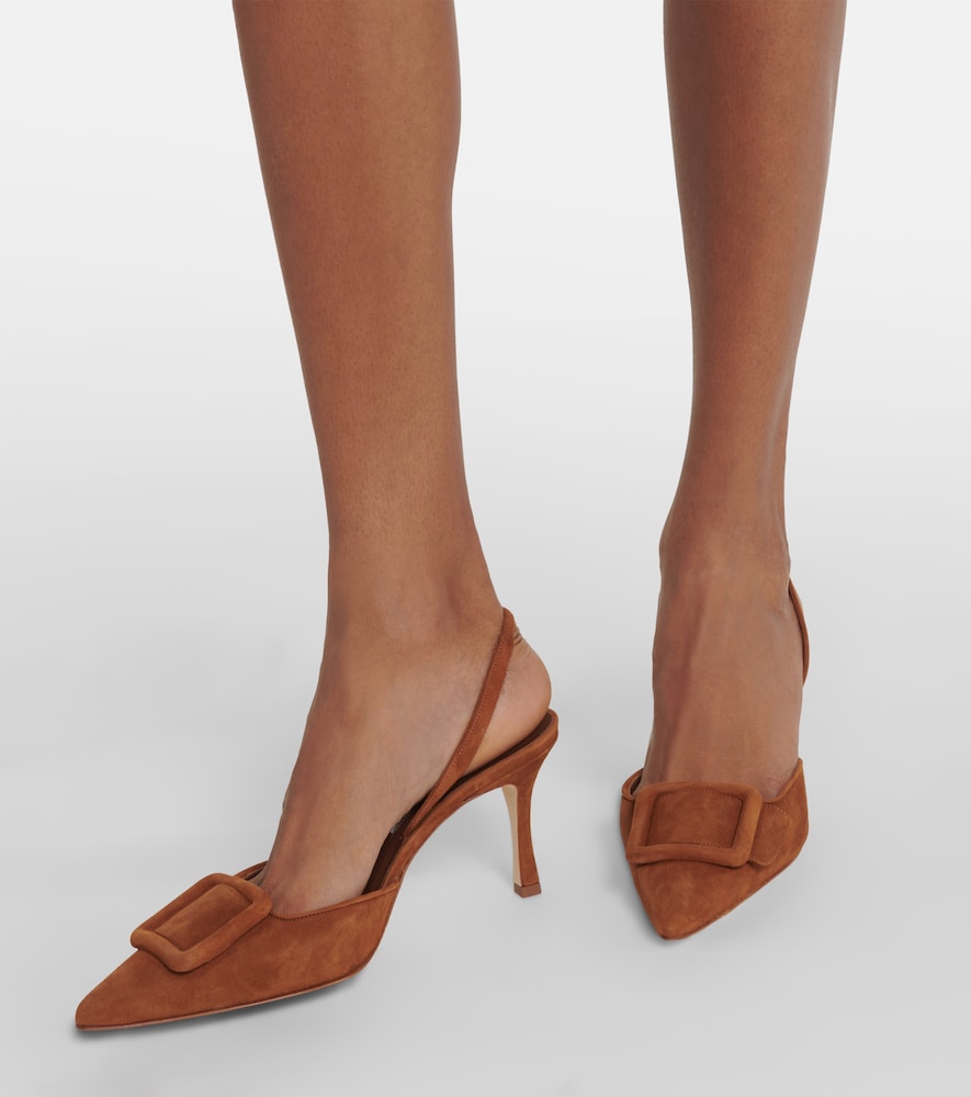Manolo Blahnik Maysli 70 suede slingback pumps