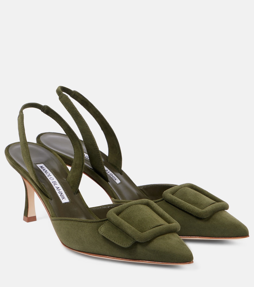 Manolo Blahnik Maysli suede slingback pumps - Manolo Blahnik Maysli 绒面革露跟高跟鞋