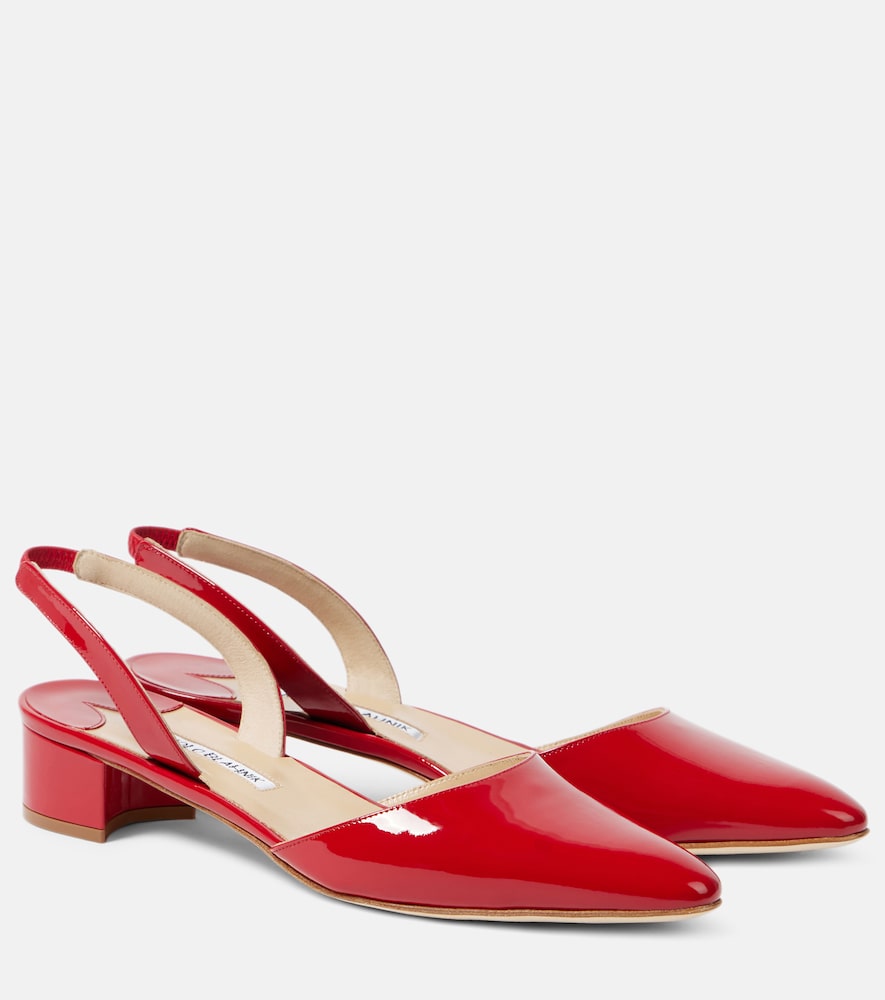 Manolo Blahnik Aspro 30 patent leather slingback pumps - Manolo Blahnik Aspro 30 漆皮露跟高跟鞋