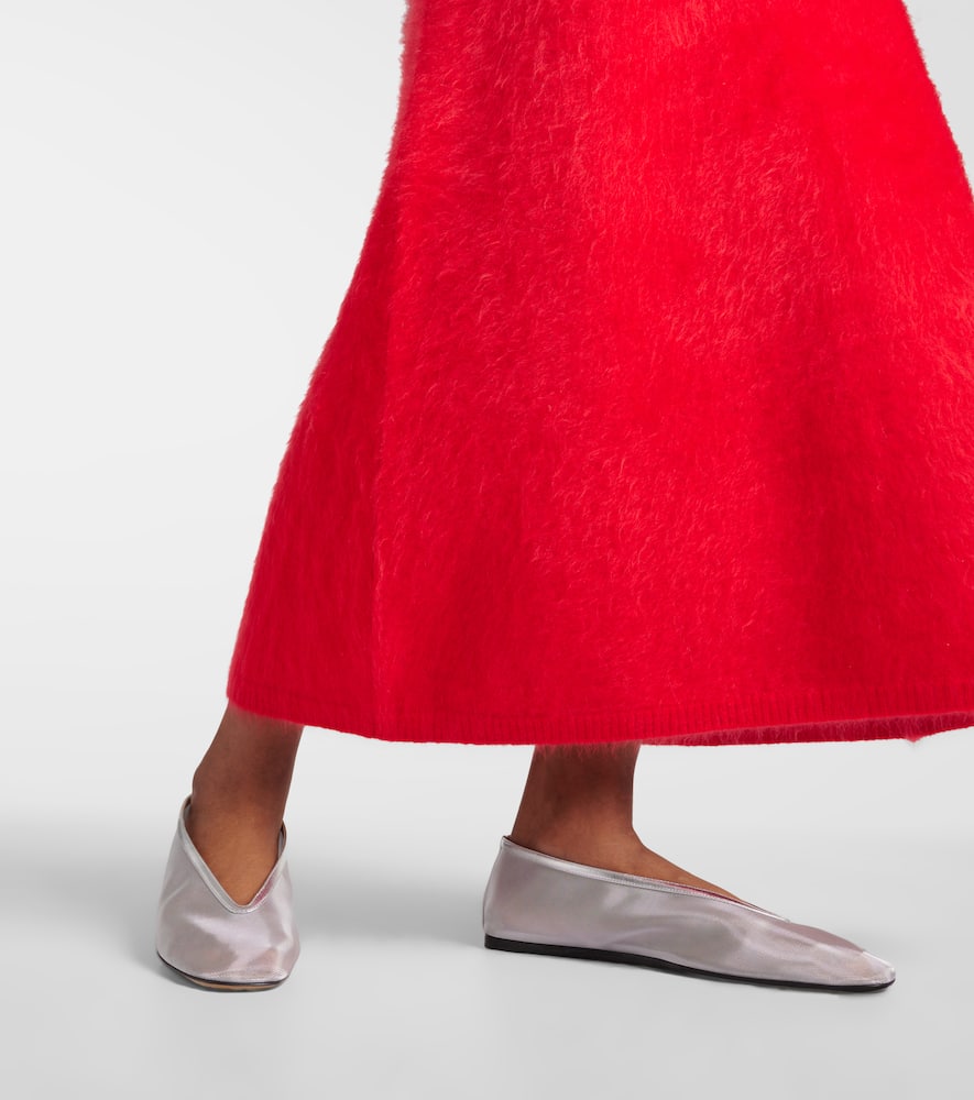 Le Monde Beryl Luna leather-trimmed mesh ballet flats