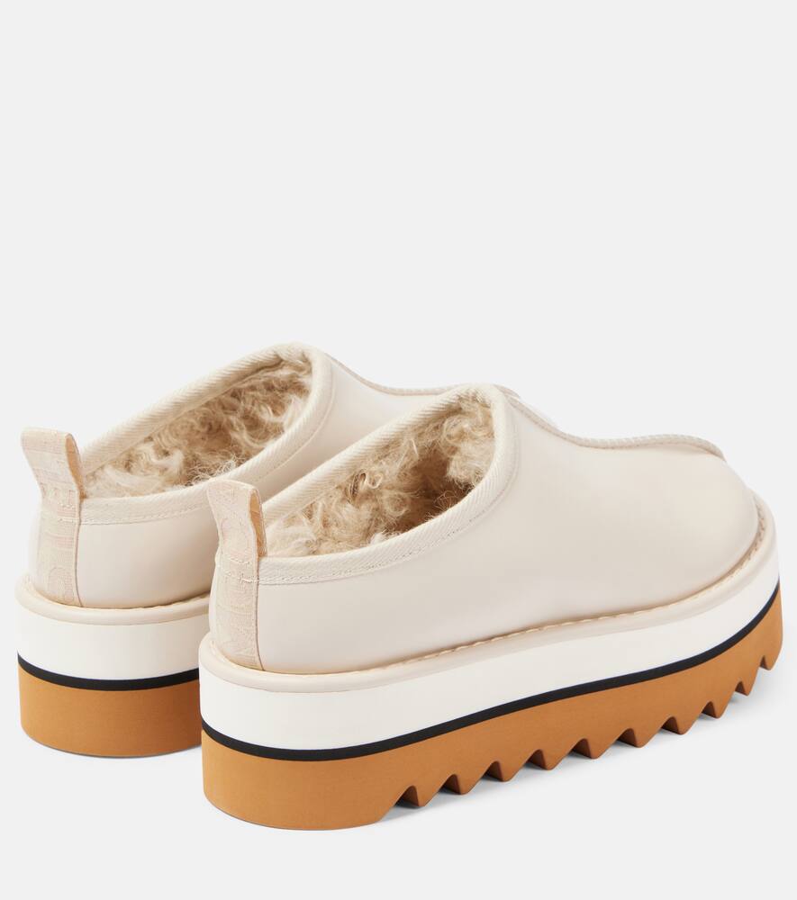 Stella McCartney Sneak-Elyse faux fur-lined faux leather mules