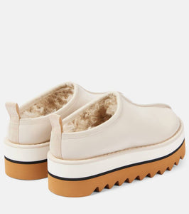 Stella McCartney Sneak-Elyse faux fur-lined faux leather mules