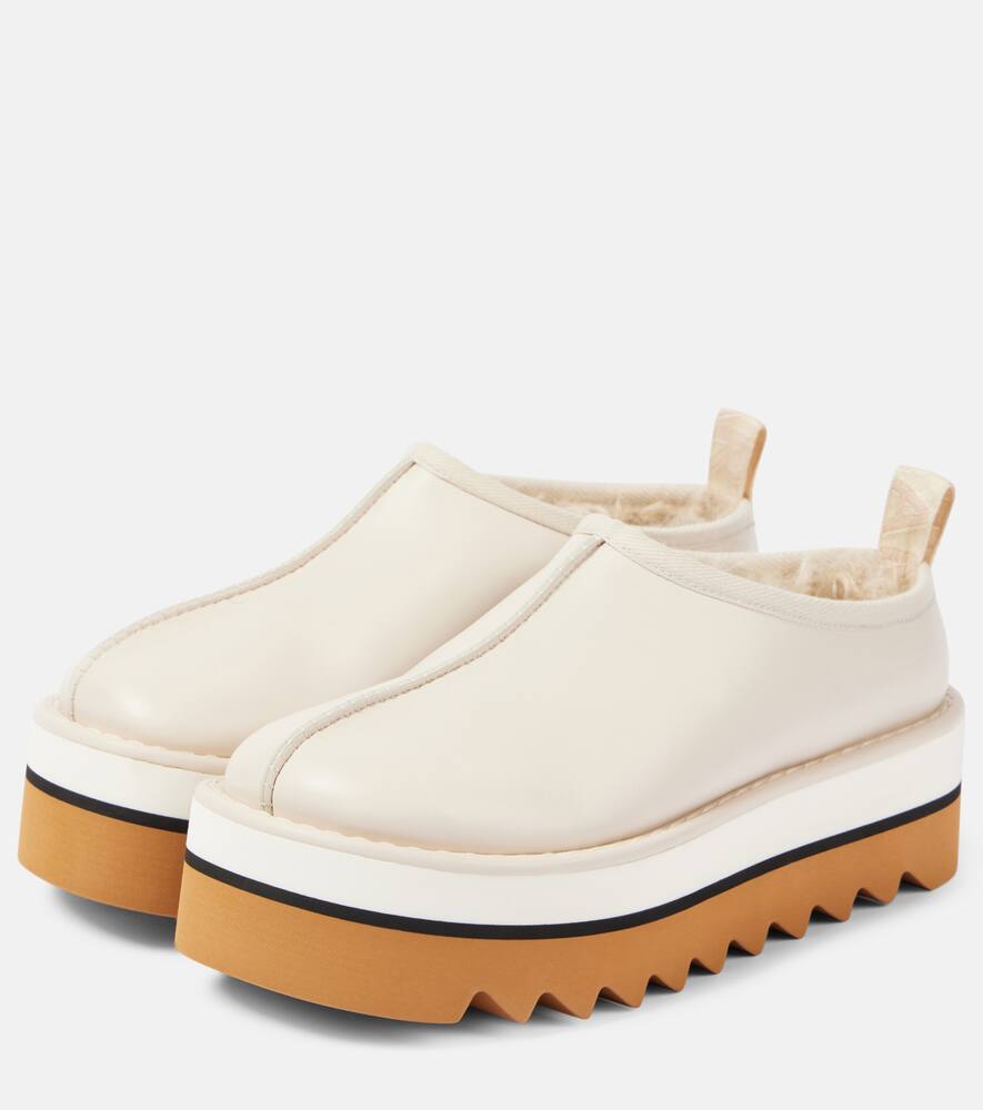 Stella McCartney Sneak-Elyse faux fur-lined faux leather mules