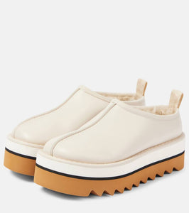 Stella McCartney Sneak-Elyse faux fur-lined faux leather mules