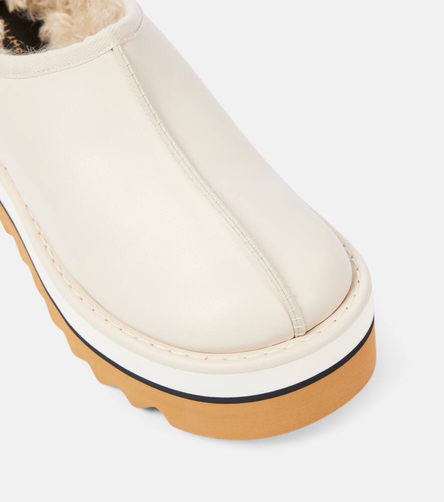 Stella McCartney Sneak-Elyse faux fur-lined faux leather mules