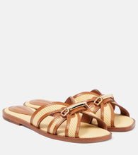 Zimmermann Prisma leather-trimmed raffia slides - Zimmermann Prisma 皮革饰边拉菲草凉鞋