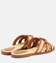 Zimmermann Prisma leather-trimmed raffia slides