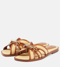 Zimmermann Prisma leather-trimmed raffia slides