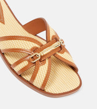 Zimmermann Prisma leather-trimmed raffia slides