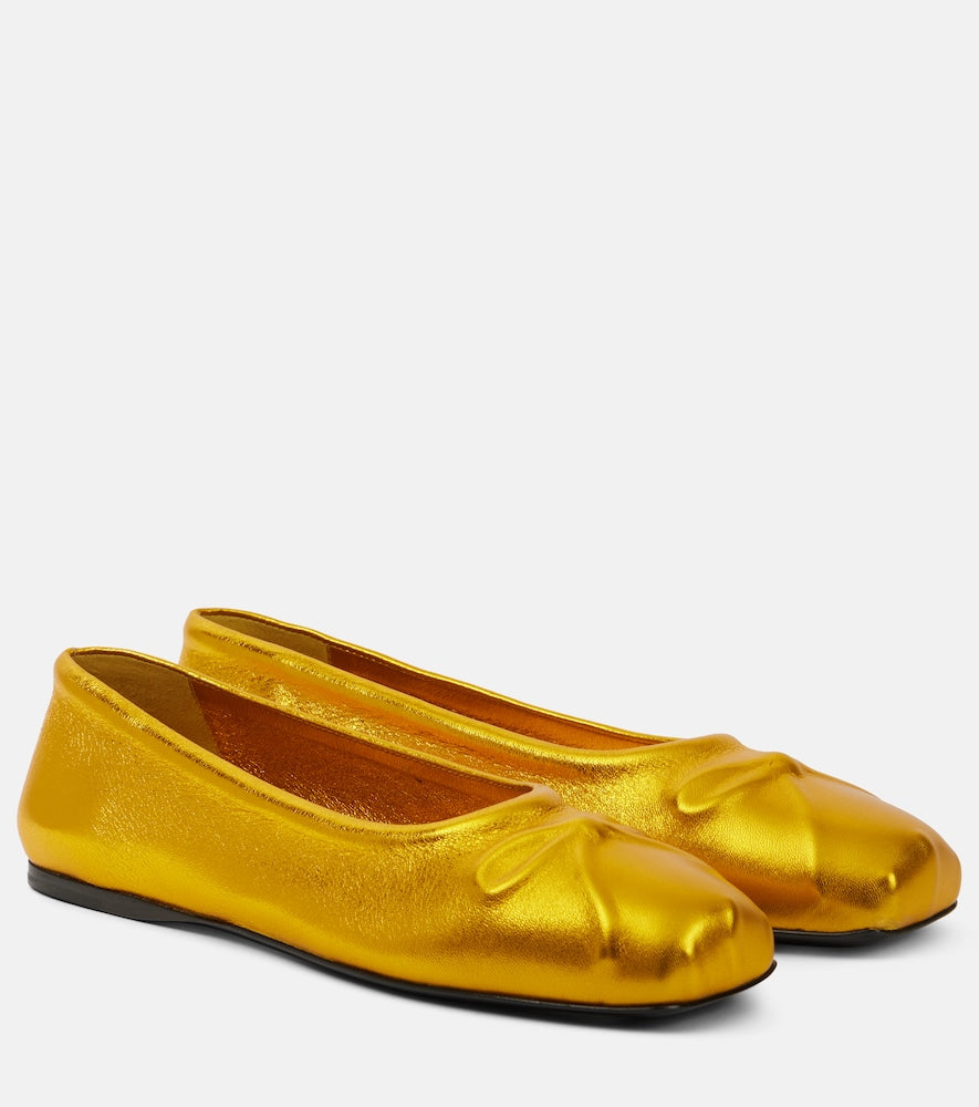 Marni Little Bow leather ballet flats - Marni 小蝴蝶结皮革芭蕾平底鞋