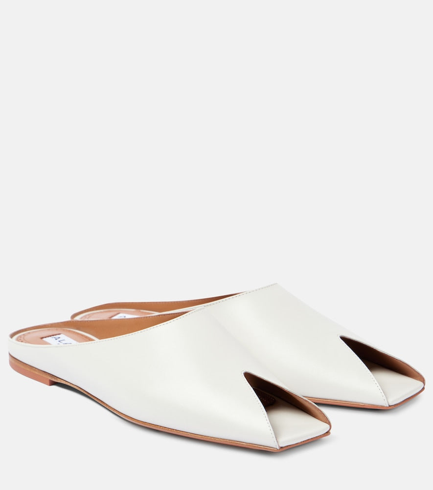 Alaia Leather peep-toe mules - Alaia 皮革露趾穆勒鞋
