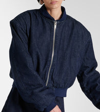 The Frankie Shop Micky cropped denim bomber jacket