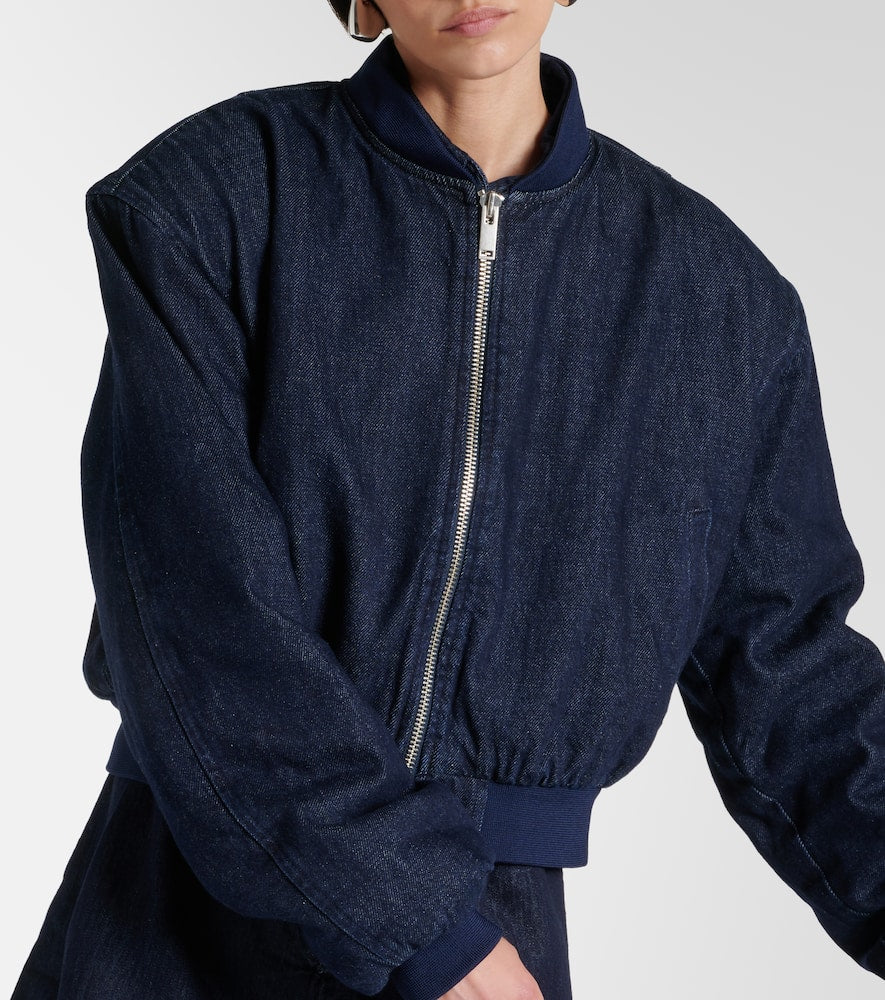 The Frankie Shop Micky cropped denim bomber jacket