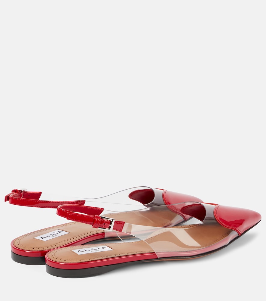 Alaia Le C√Ö¬ìur patent leather and PU slingback flats