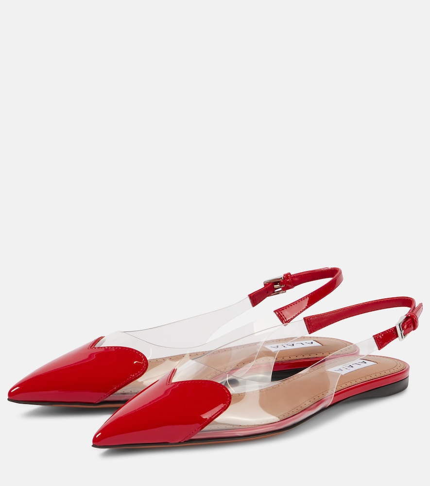 Alaia Le C√Ö¬ìur patent leather and PU slingback flats