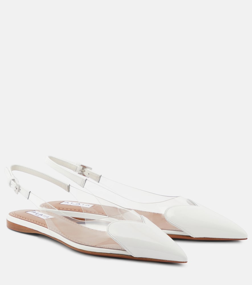 Alaia Le C√Ö¬ìur patent leather and PU slingback flats - Alaia Le C√Öìur 漆皮 PU 露跟平底鞋