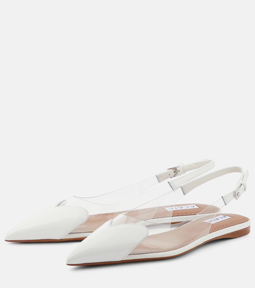 Alaia Le C√Ö¬ìur patent leather and PU slingback flats