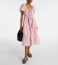 Ganni Leopard-print satin platform mules