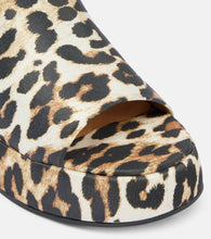Ganni Leopard-print satin platform mules