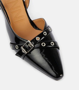 Ganni Eyelets faux leather slingback pumps