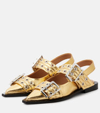 Ganni Buckle faux leather ballet flats