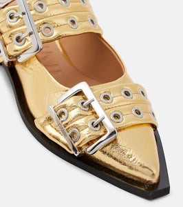 Ganni Buckle faux leather ballet flats