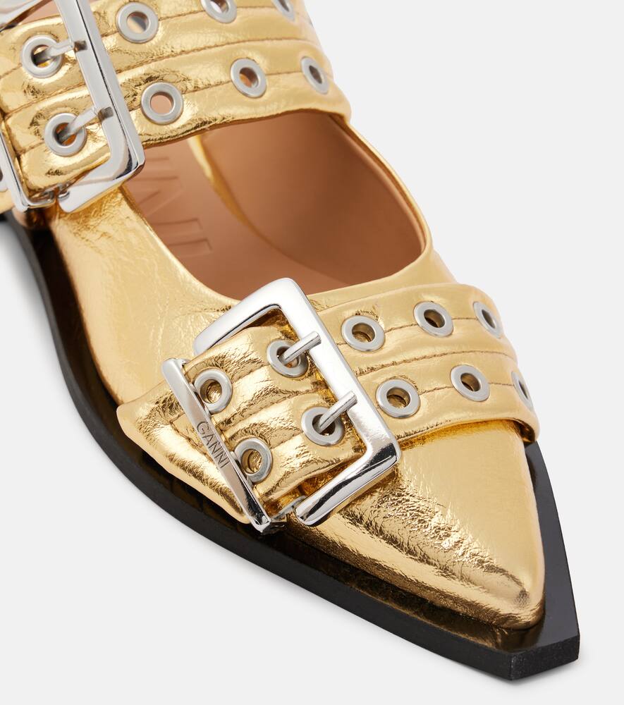 Ganni Buckle faux leather ballet flats