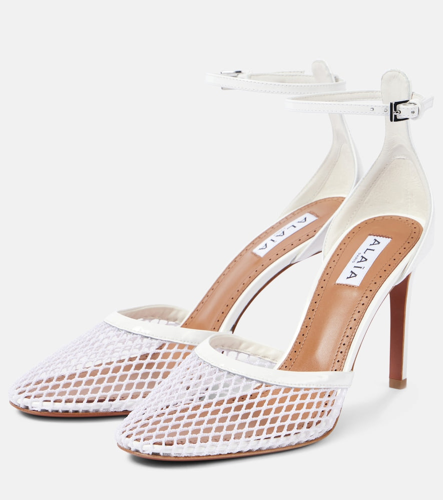 Alaia Leather-trimmed mesh pumps