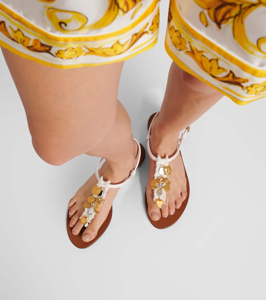 Dolce&Gabbana Embellished leather thong sandals