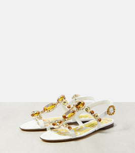 Dolce&Gabbana Majolica embellished patent leather sandals