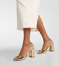 Jimmy Choo Saeda 85 embellished metallic leather sandals