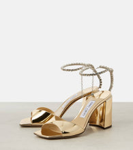 Jimmy Choo Saeda 85 embellished metallic leather sandals